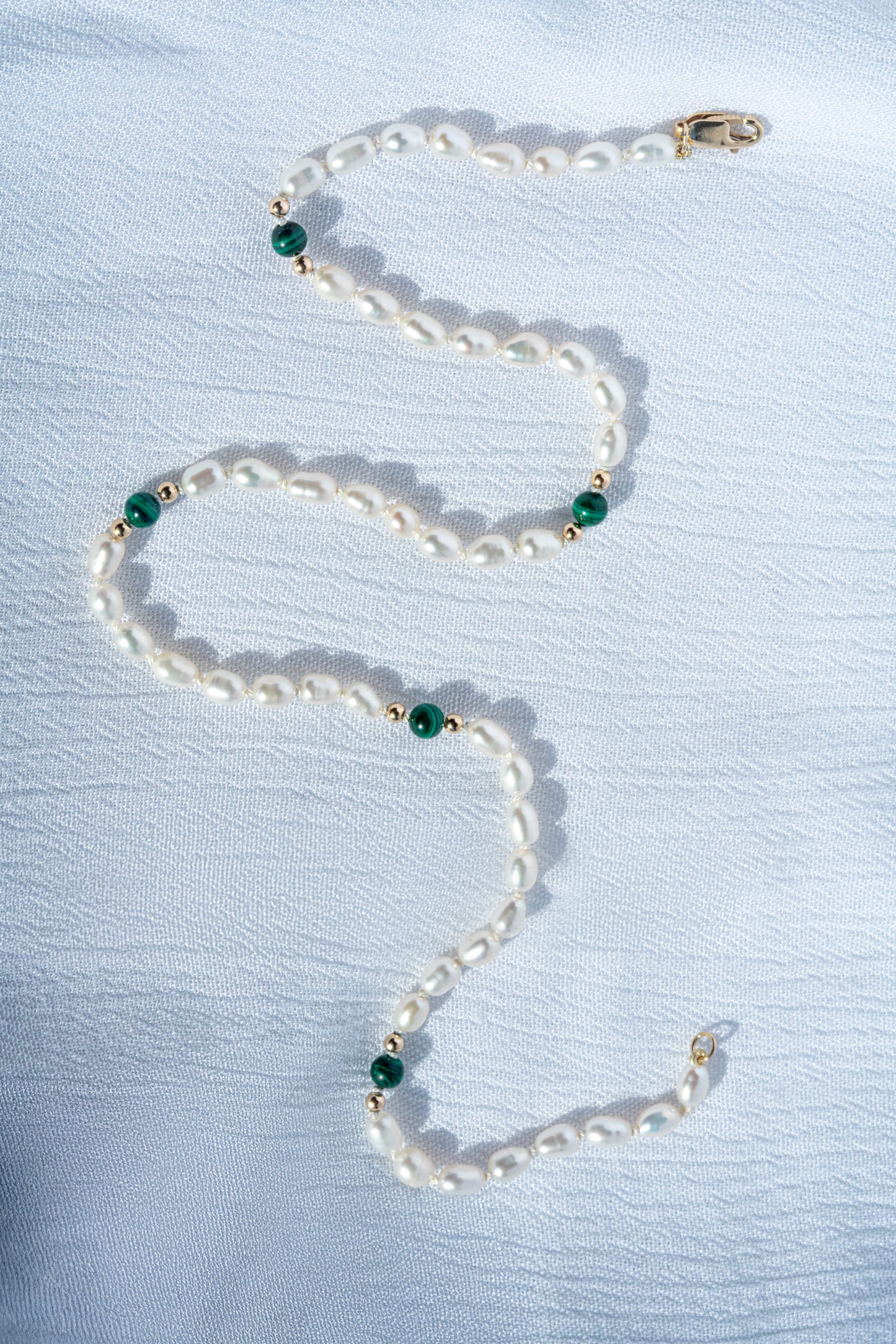 SJG Seagrass Choker at 14" with a 14K Yellow Gold Clasp