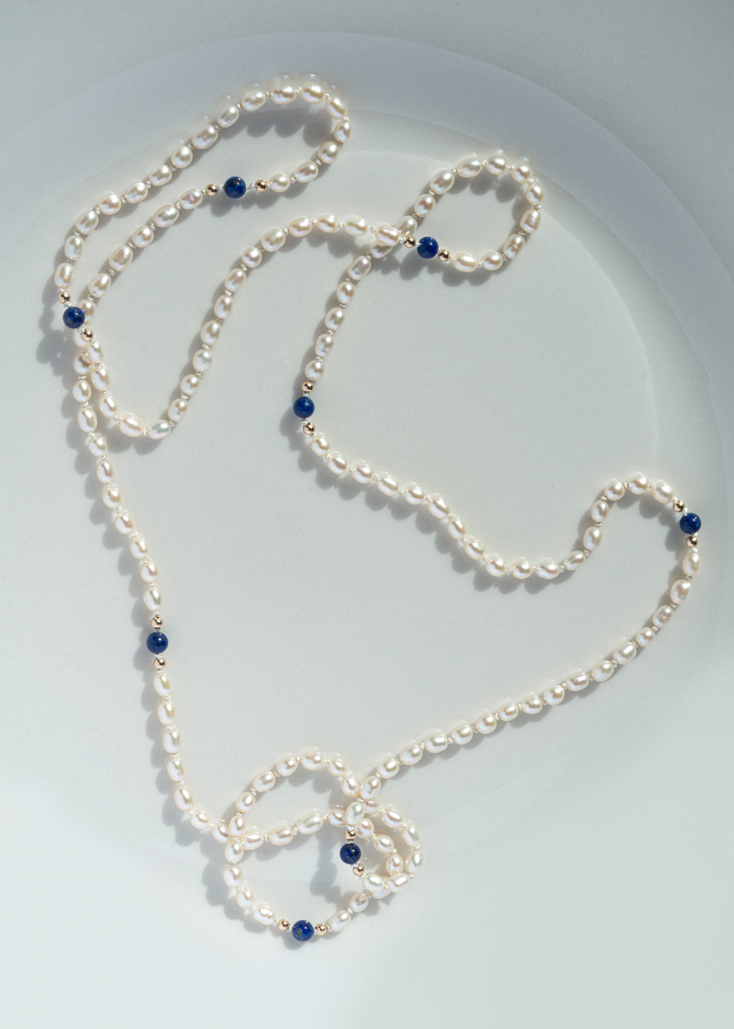 SJG Moonlit Eternity Strand at 32" with 14K Yellow Gold Accents