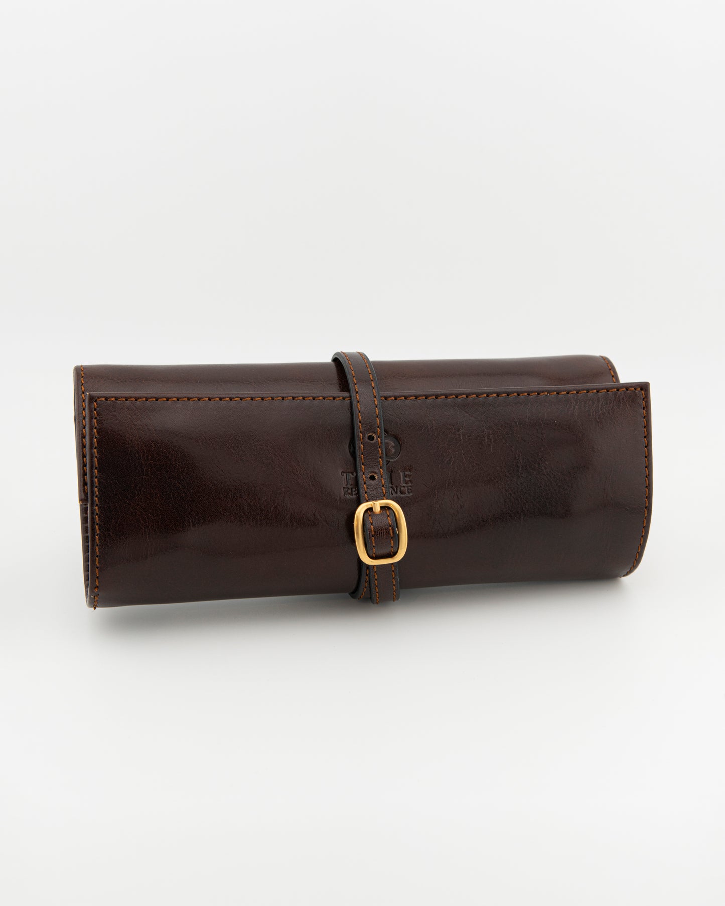 Jewelry Roll Travel Case in Brown Leather