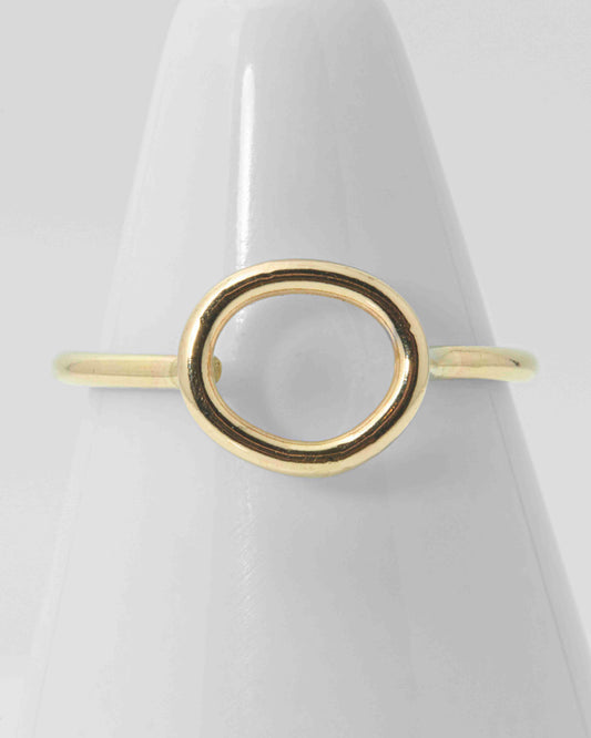 Open Oval Ring in 14K Yellow Gold as Size 4 1/2
