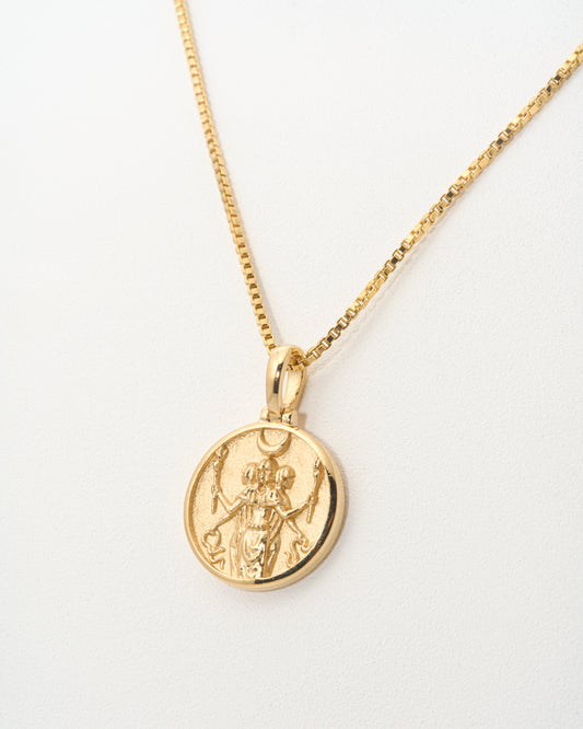 Mini Hecate Necklace with 18" Adjustable Chain in 14K Gold Vermeil