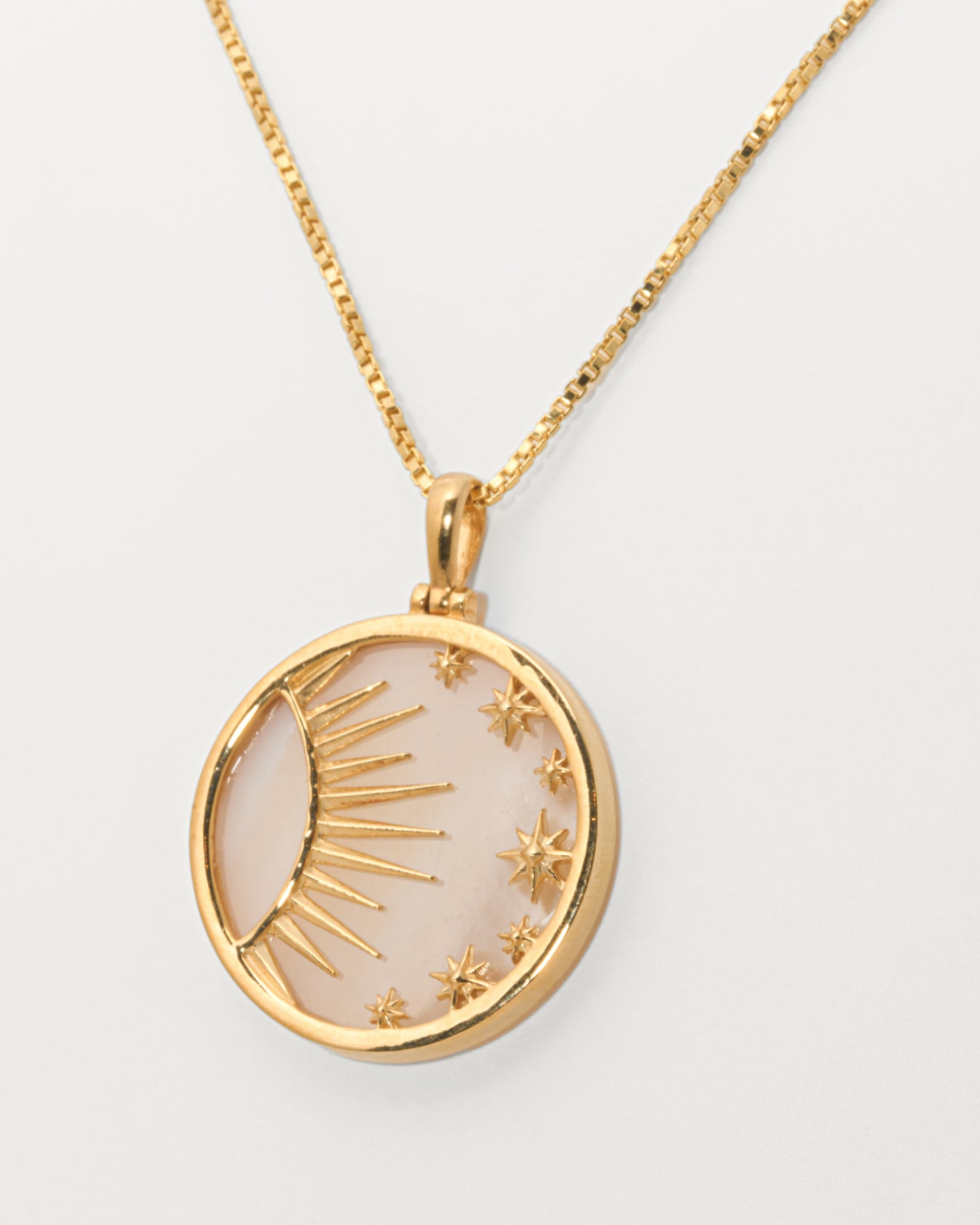 Celestial Mother of Pearl Necklace with 18" Adjustable Chain in 14K Gold Vermeil