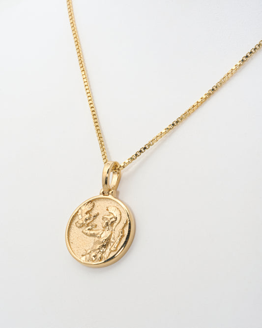 Mini Athena Necklace with 18" Adjustable Chain in 14K Gold Vermeil