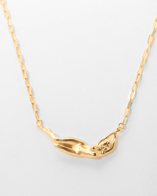 Divine Feminine Necklace with 18" Adjustable Chain in 14K Gold Vermeil