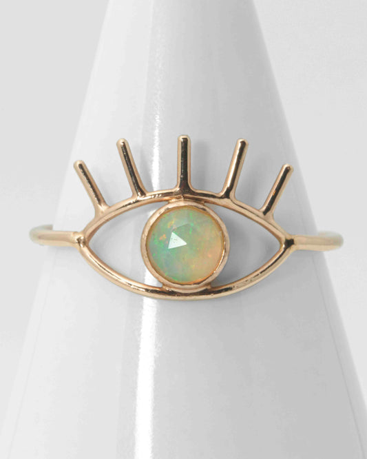 Opal Eye of Protection Ring in 14K Rose Gold as Size 7 3/4