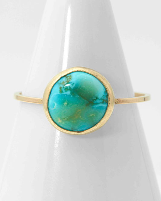 Earth Turquoise Ring in 14K Yellow Gold as Size 7 1/4