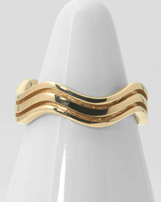 Wave Band in 14K Yellow Gold as Size 6