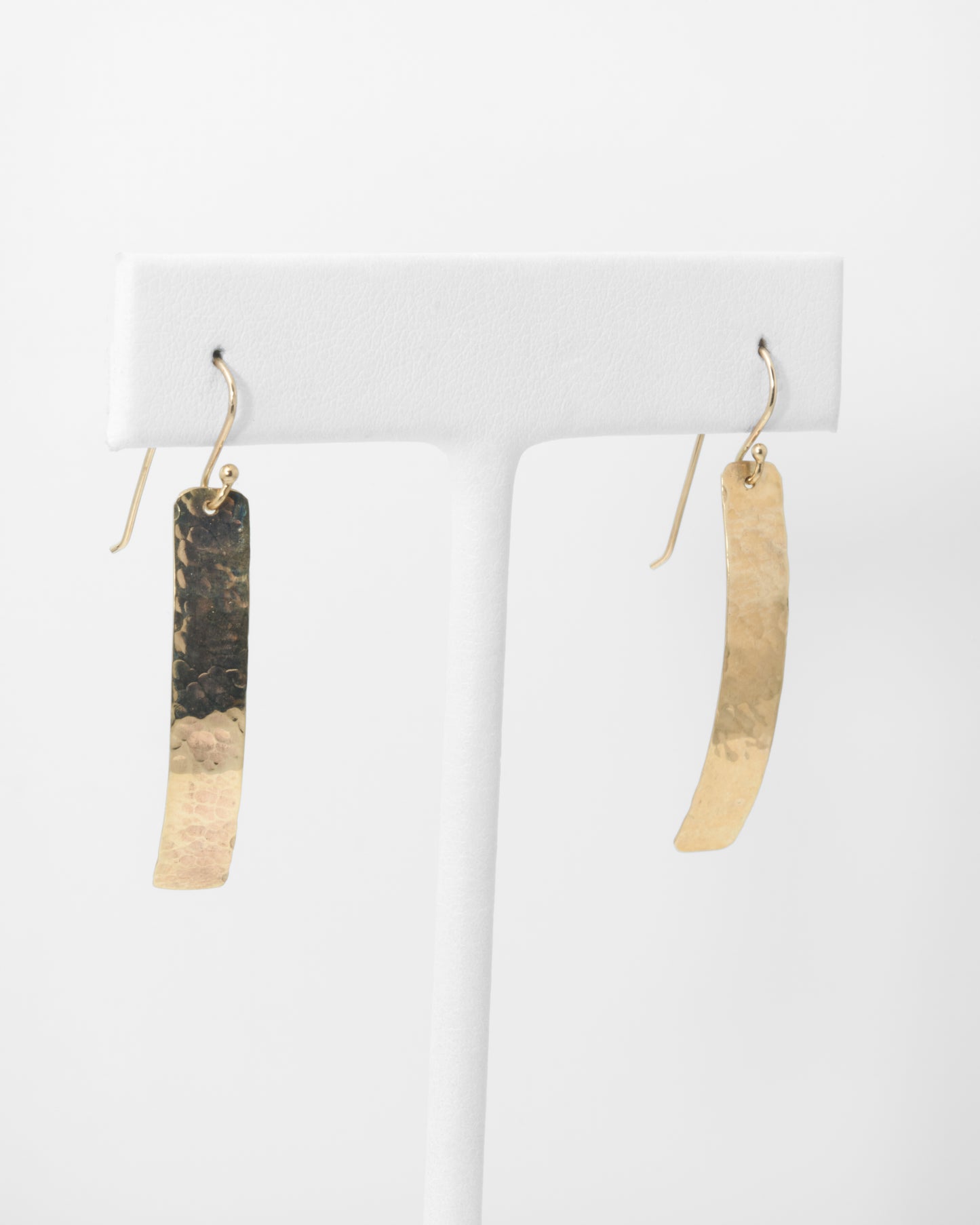 Hammered Bar Drop Earrings in 10K Yellow Gold