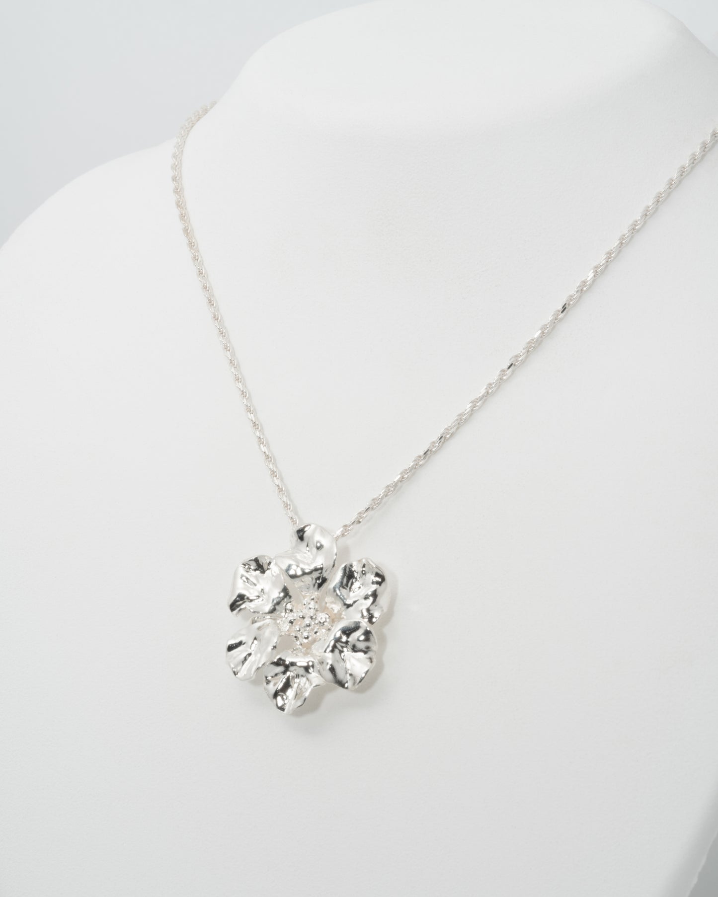 Extra-Large Geranium Necklace at 20" in Sterling Silver