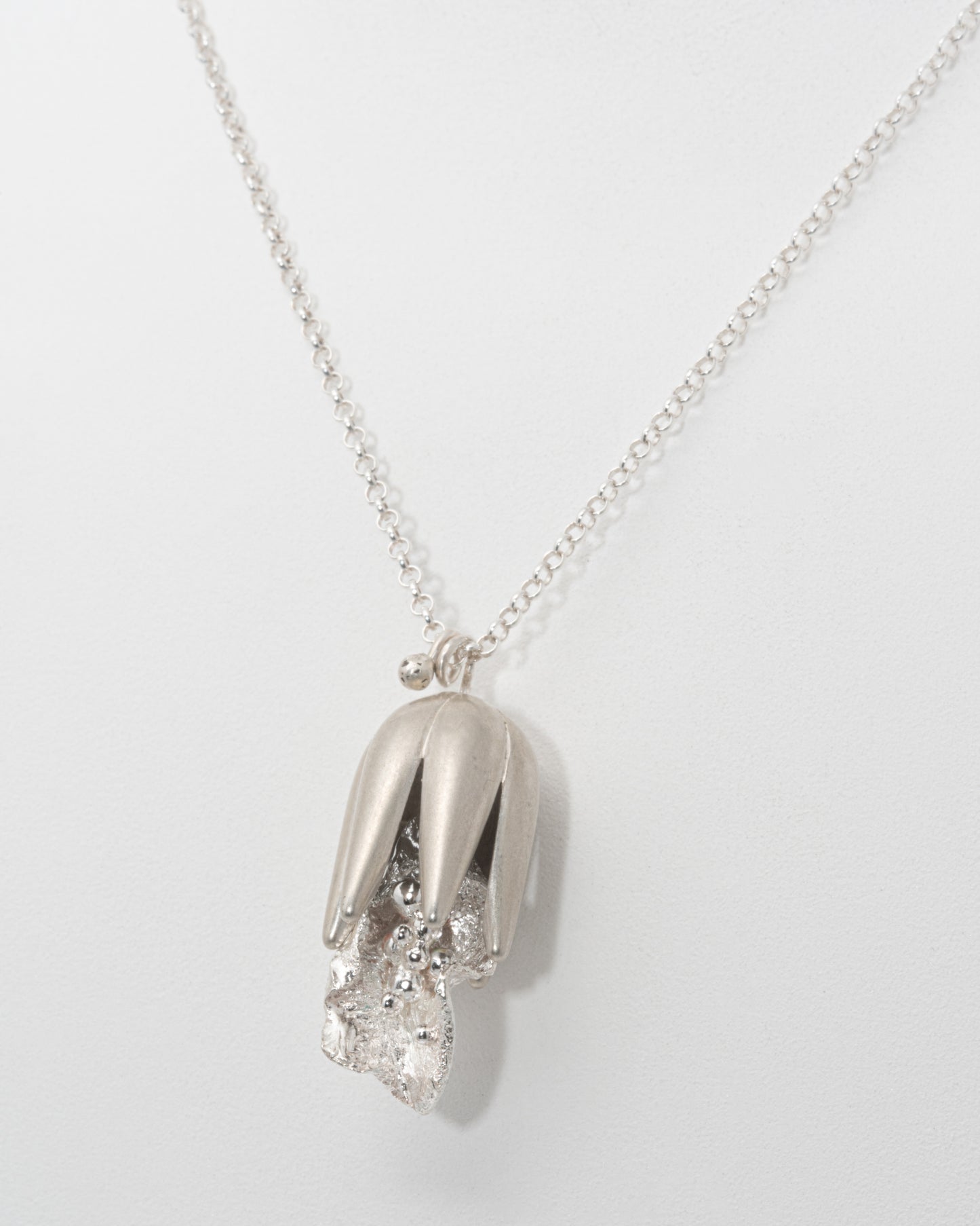 Petite Sage Necklace at 20" in Sterling & Fine Silver