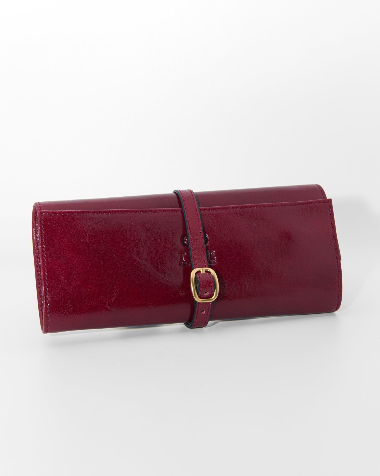 Jewelry Roll Travel Case in Rouge Leather