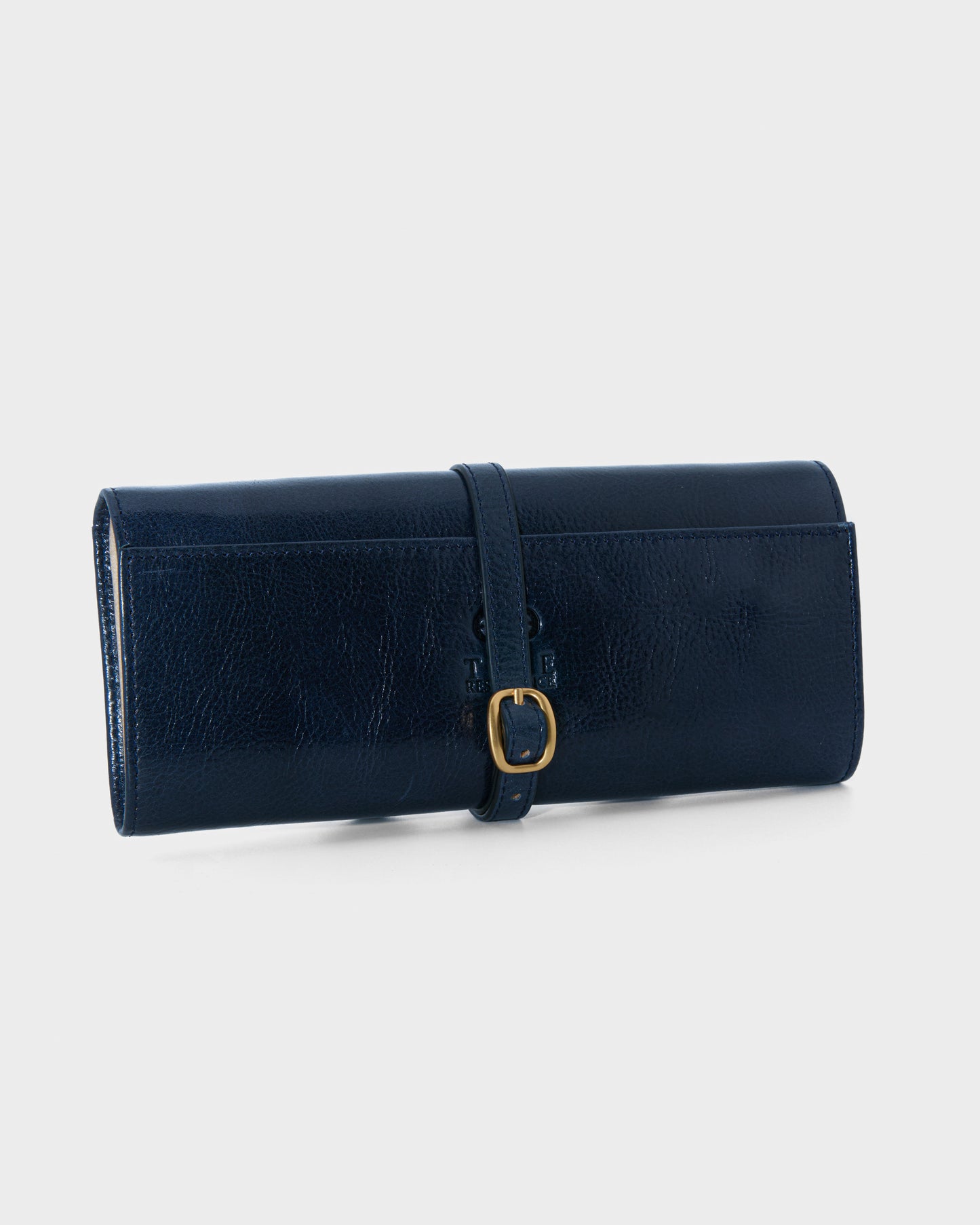 Jewelry Roll Travel Case in Navy Leather