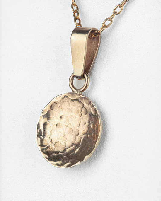 Hammered Concave Disc Pendant in 10KYG