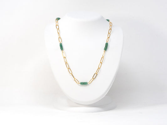 Callie Emerald Station Necklace at 18" in 14K Gold Filled