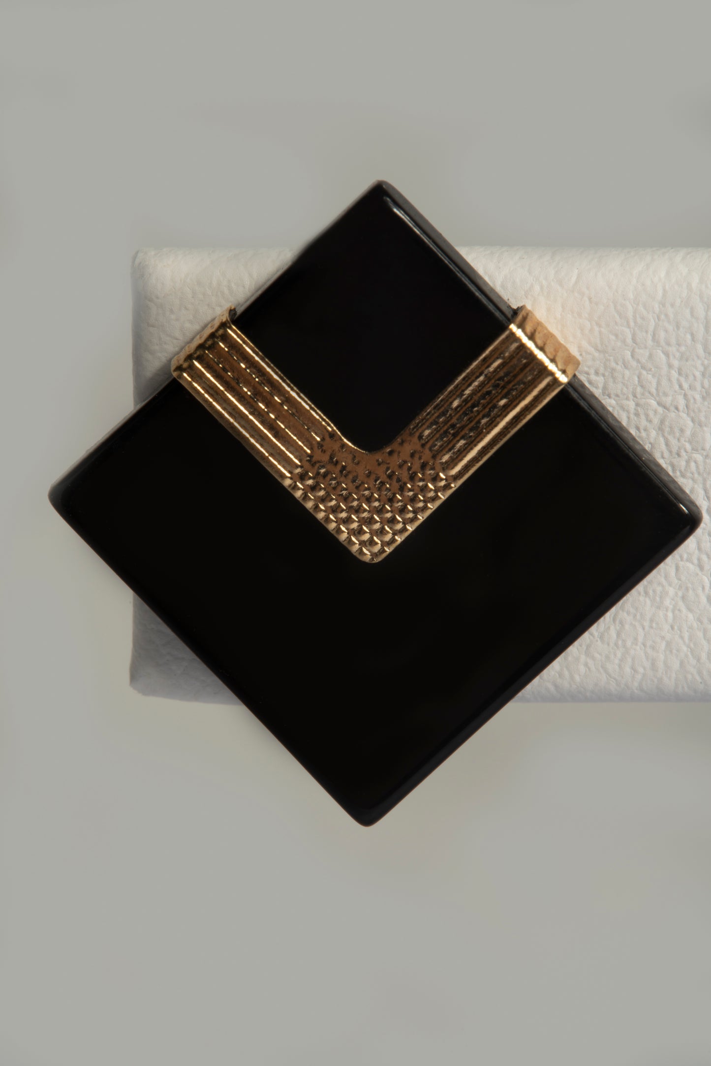 Onyx Engraved Square Deco Studs in 14K Yellow Gold