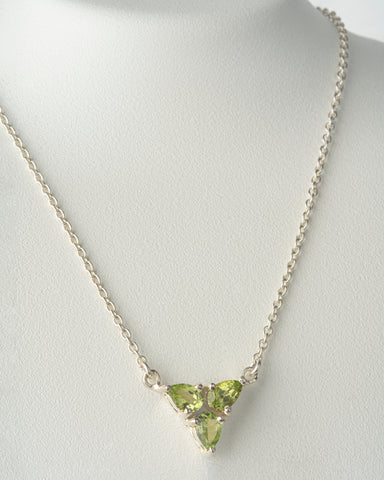 Triple Pear Cut Peridot Station Necklace in Sterling Silver with an 18" Adjustable Chain