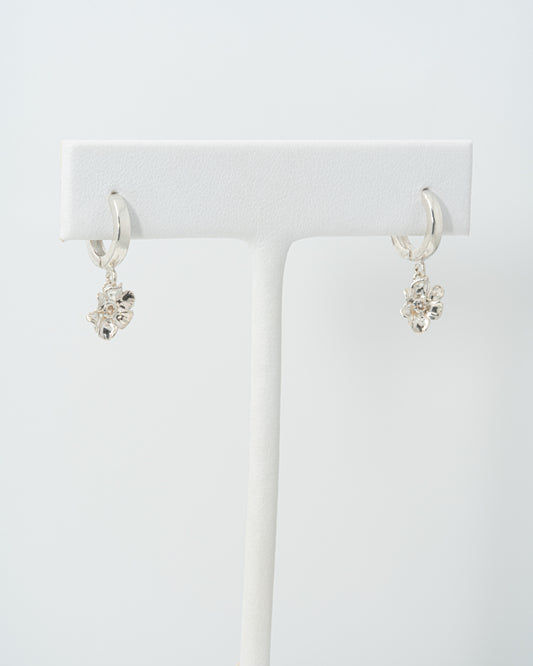 White Sapphire Sparkling Geranium Hoops in Sterling Silver