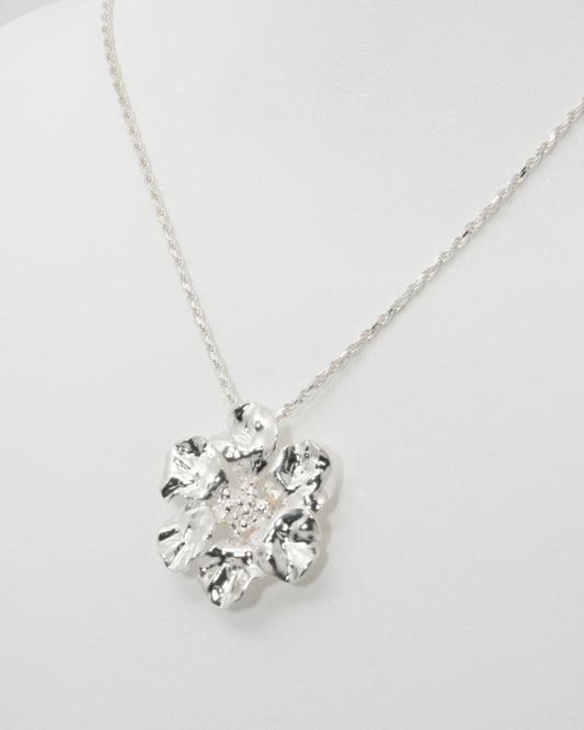 Extra-Large Geranium Necklace at 20" in Sterling Silver