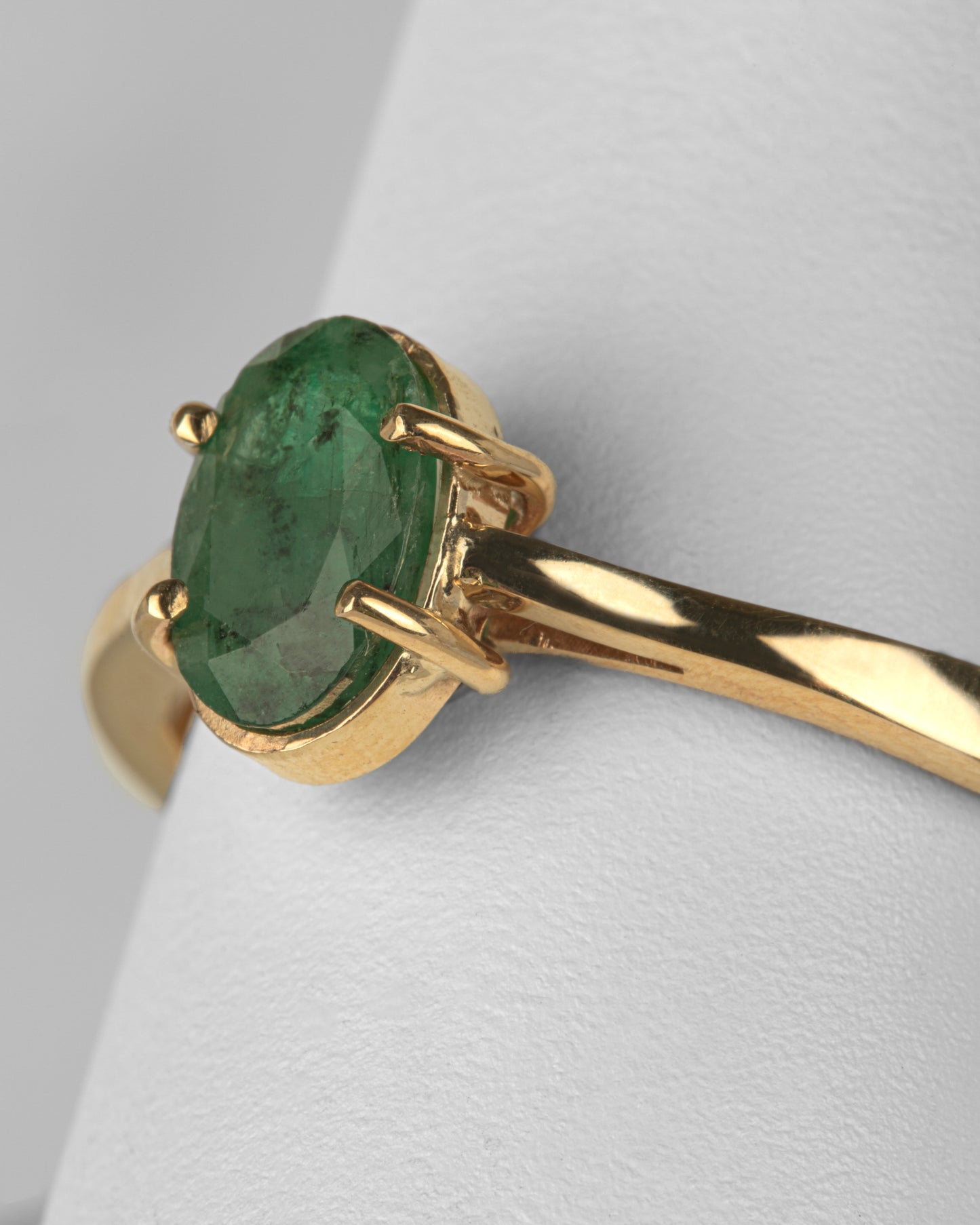 Pakistani Emerald Solitaire Ring in 10K Yellow Gold as Size 11