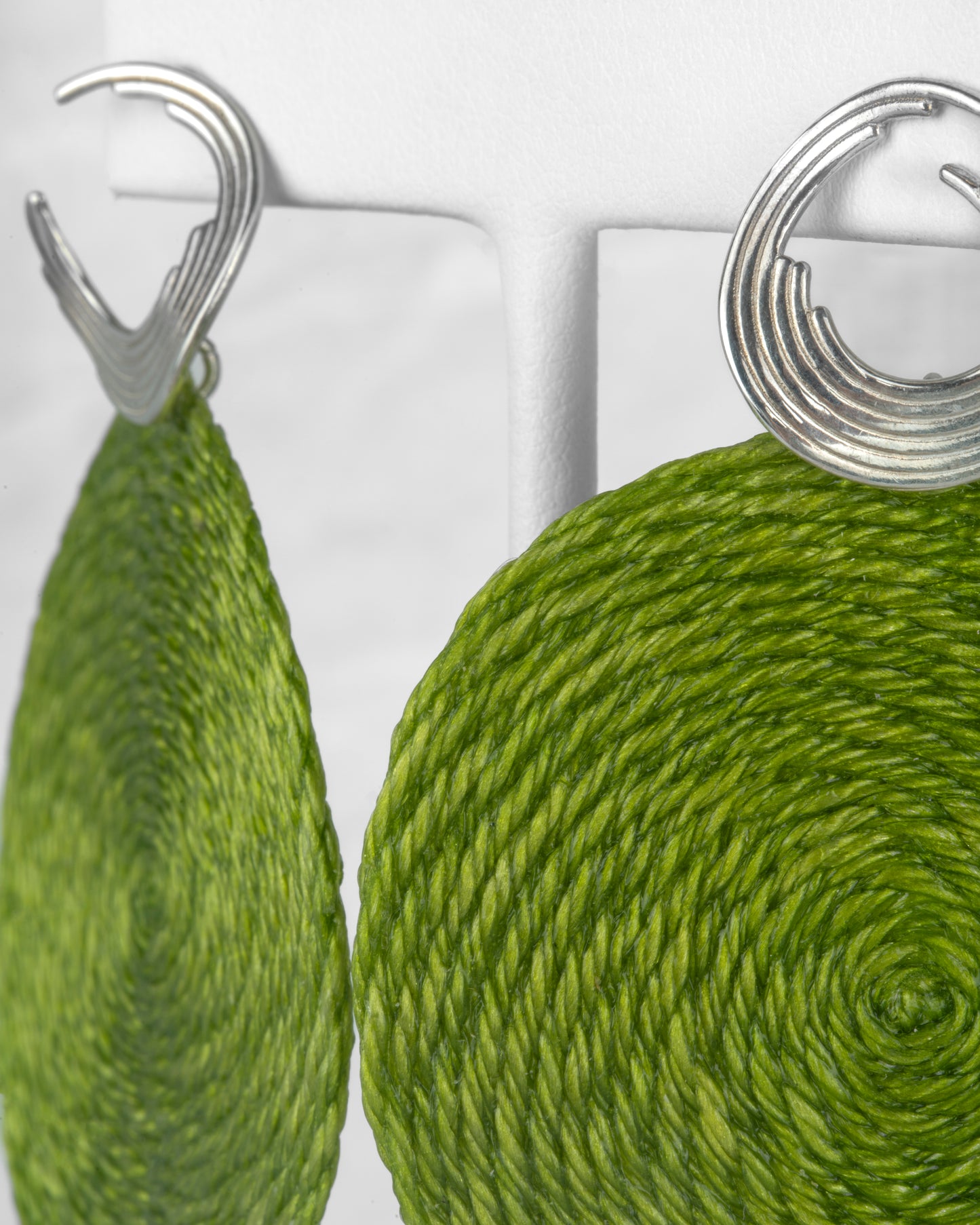 Orion Matiz Earrings with Lime Woven Terlenka Drops in Sterling Silver