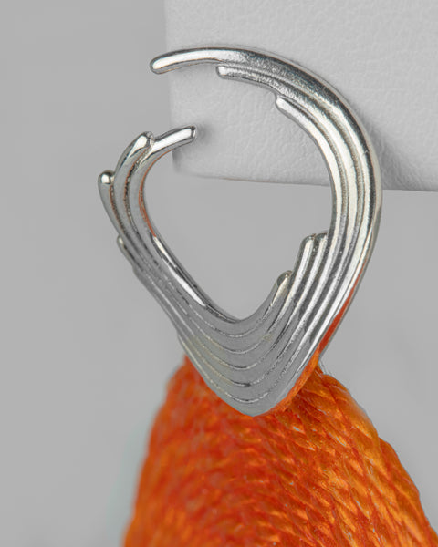 Orion Matiz Earrings with Orange Woven Terlenka Drops in Sterling Silver