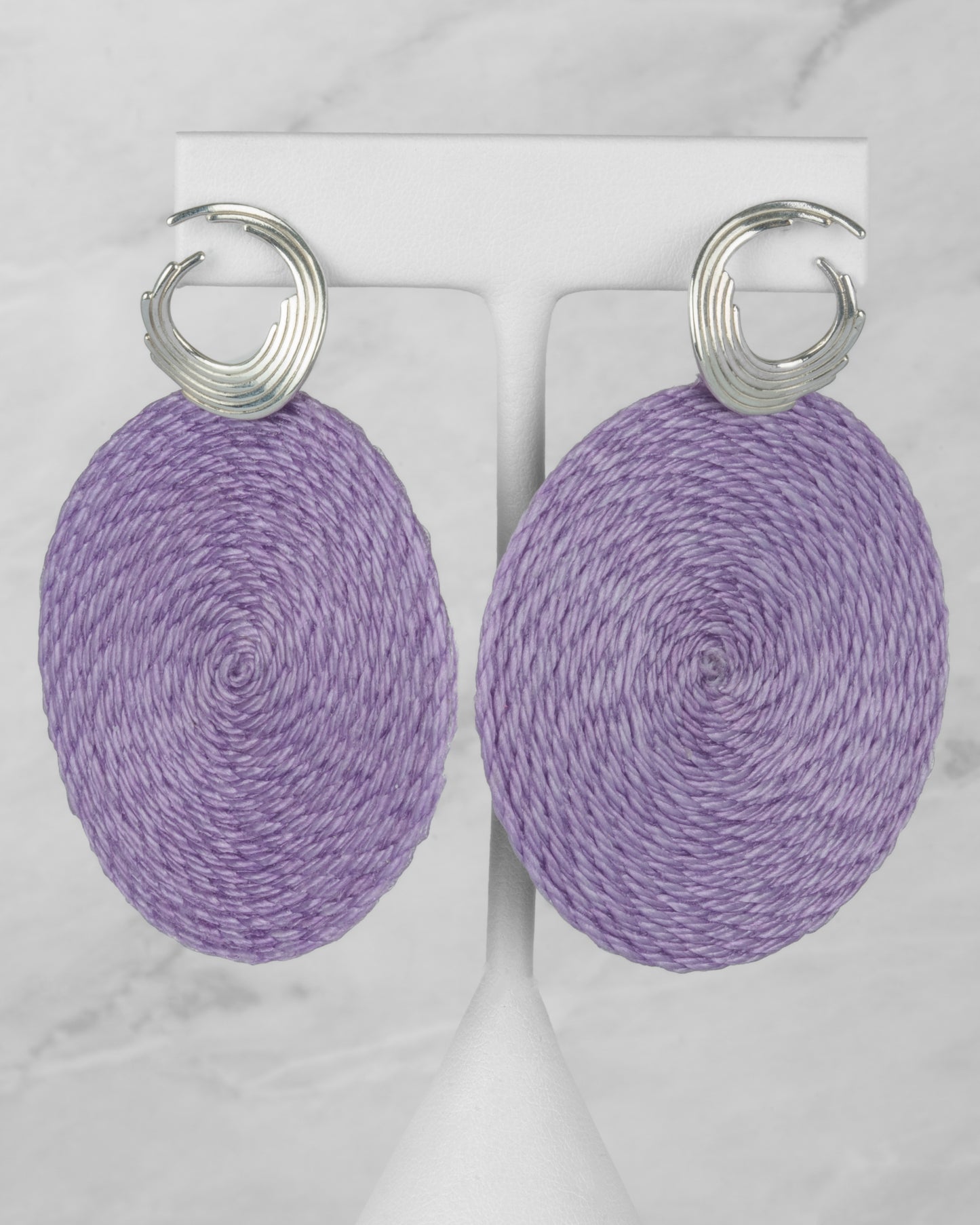 Orion Matiz Earrings with Lavender Woven Terlenka Drops in Sterling Silver