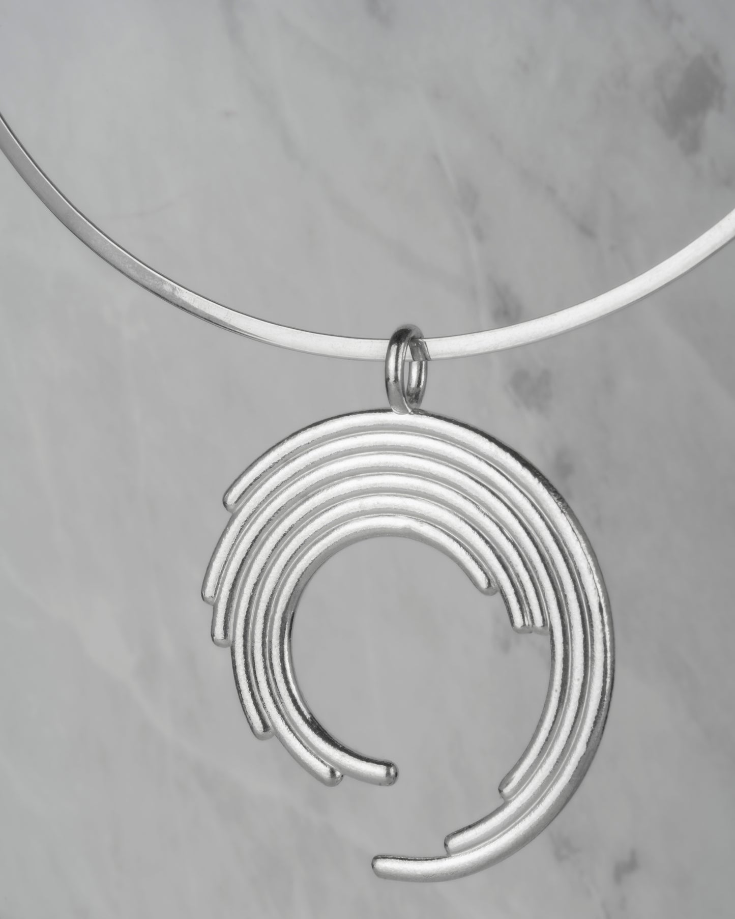 Orion Large O Necklace on a Flat Adjustable Choker in Sterling Silver