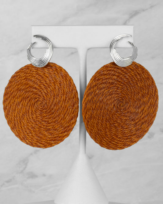 Orion Matiz Earrings with Turmeric Woven Terlenka Drops in Sterling Silver