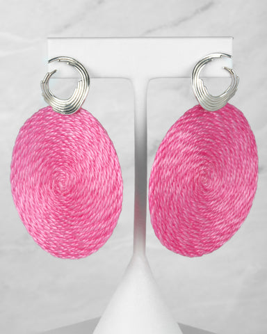 Orion Matiz Earrings with Pink Woven Terlenka Drops in Sterling Silver