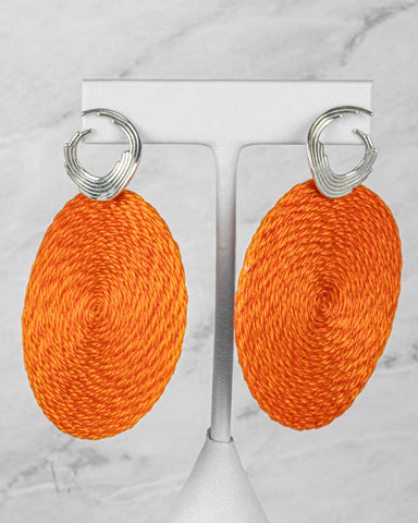 Orion Matiz Earrings with Orange Woven Terlenka Drops in Sterling Silver