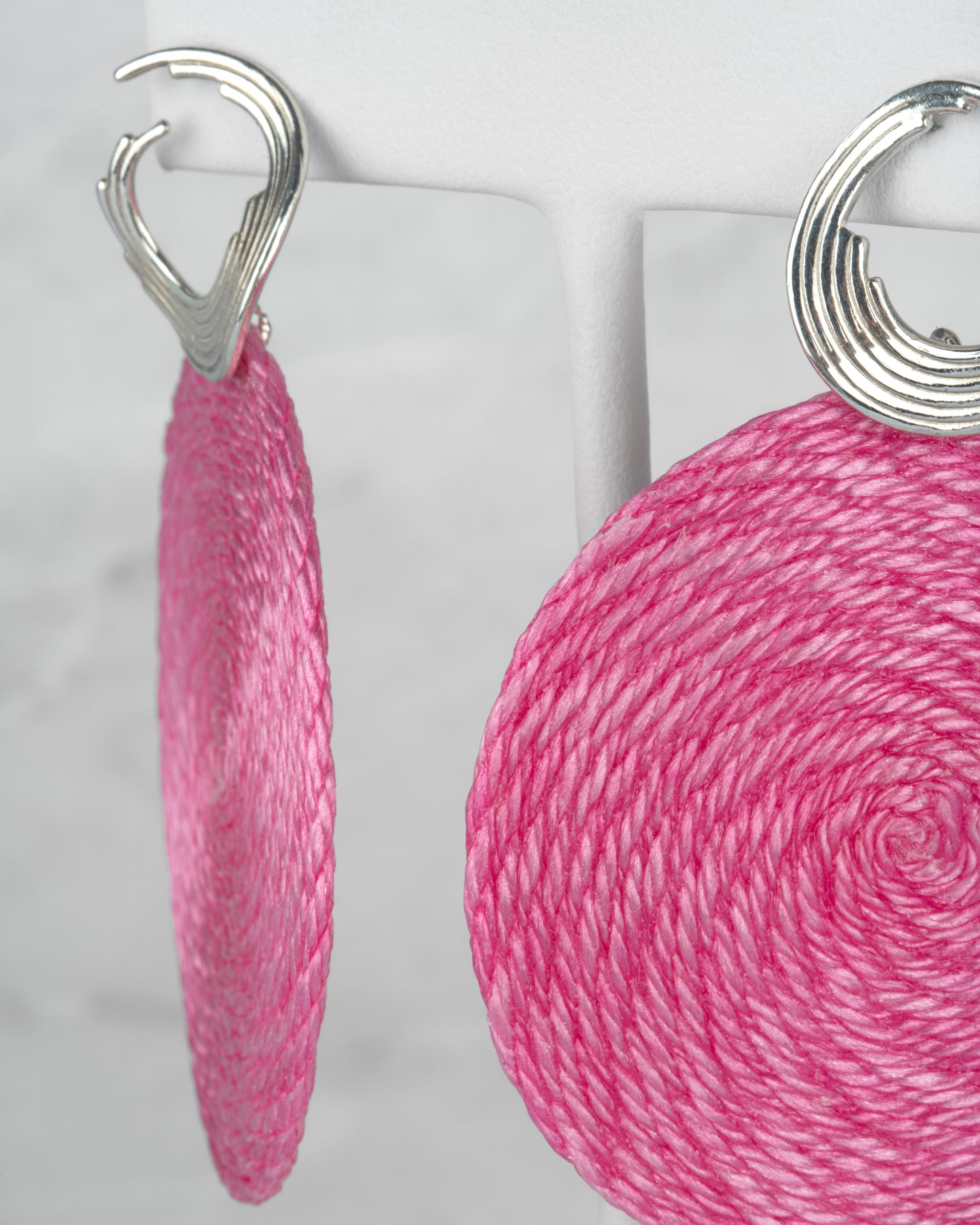 Orion Matiz Earrings with Pink Woven Terlenka Drops in Sterling Silver