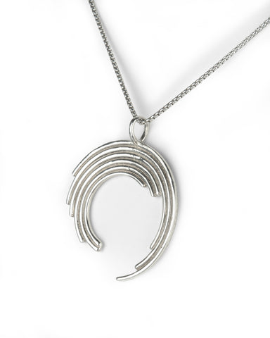 Orion Medium O Necklace with a Rounded Box Chain at 16" in Sterling Silver