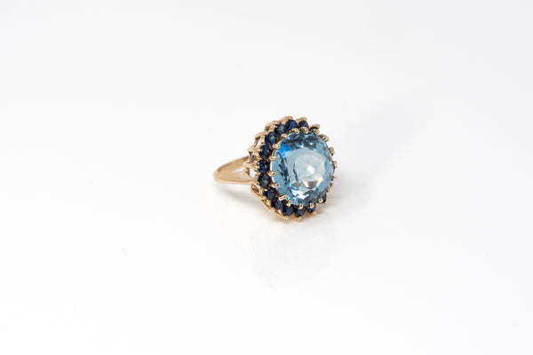Blue Topaz and Sapphire Statement Ring