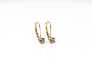 SJG Round 1/2 ctw. Montana Sapphire Leverback Earrings in 14K Yellow Gold