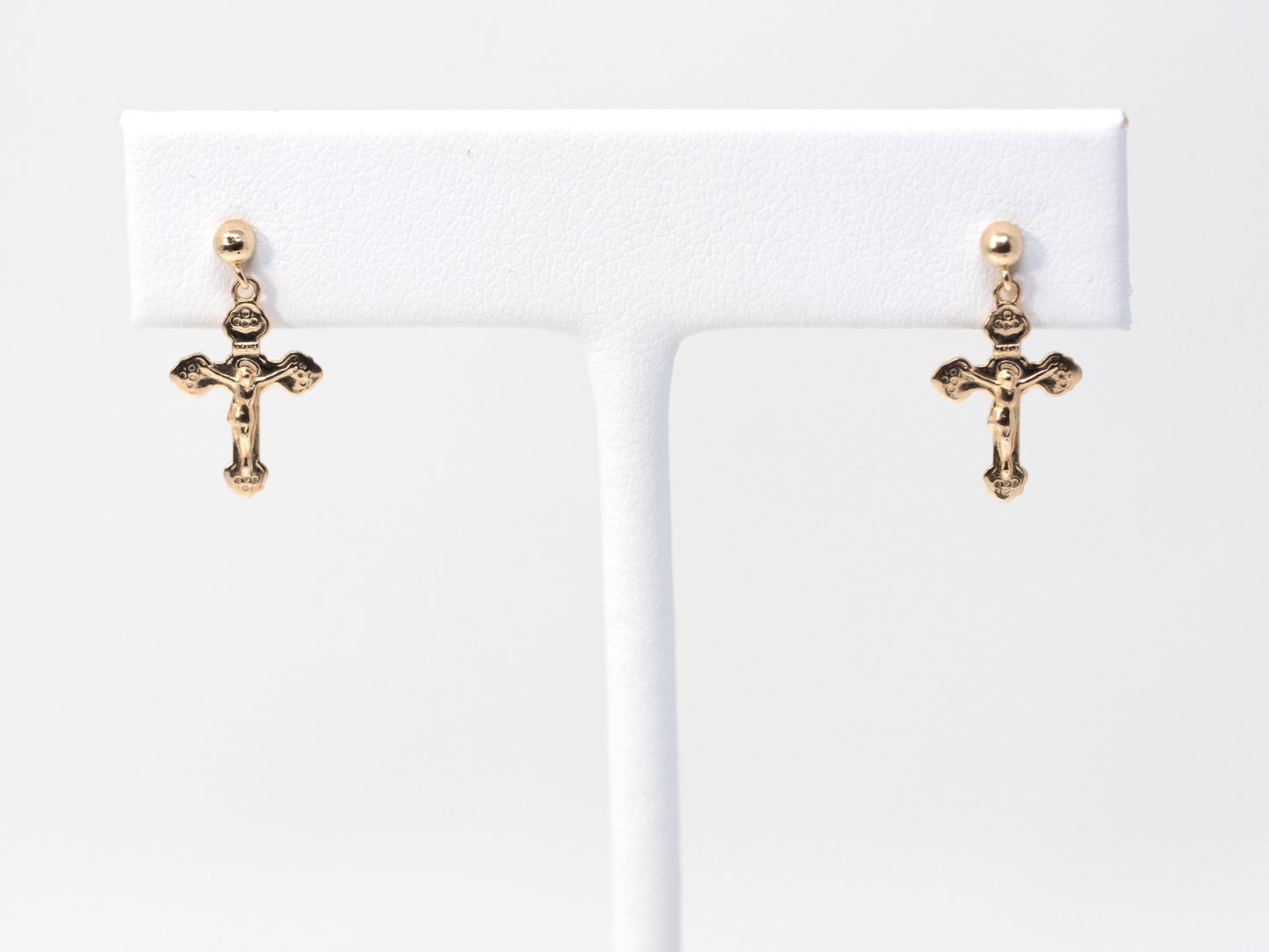 Cross Dangle Studs in 14K Yellow Gold