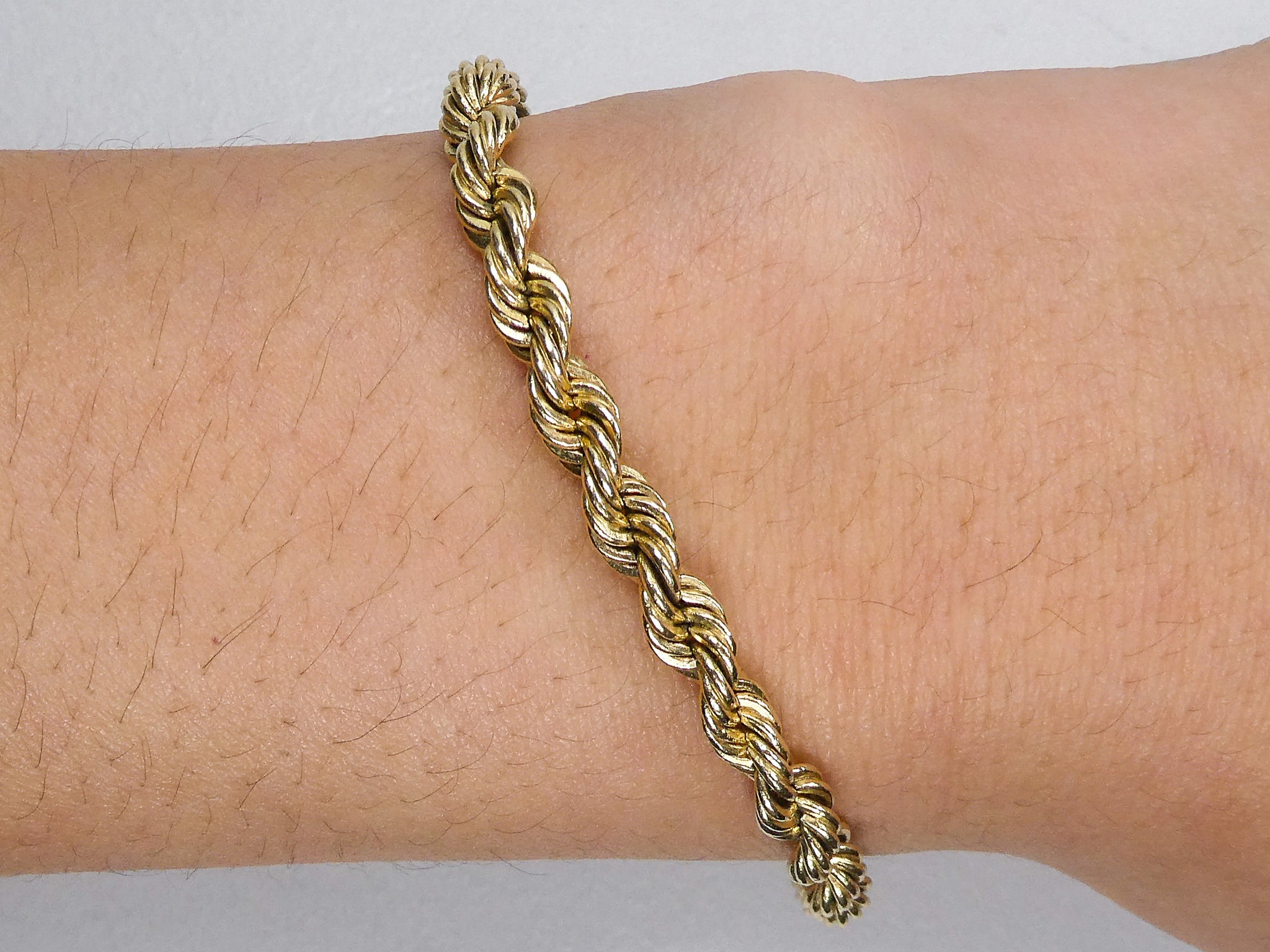 4.75 mm Wide Solid Rope Chain Bracelet in 14K Yellow Gold at 7"
