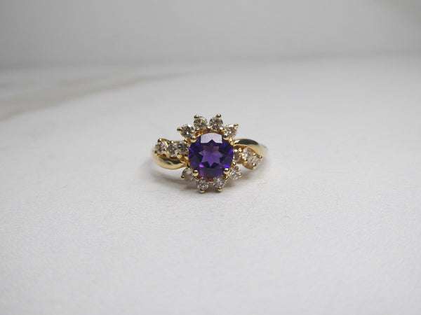 Amethyst and Diamond Cocktail Ring