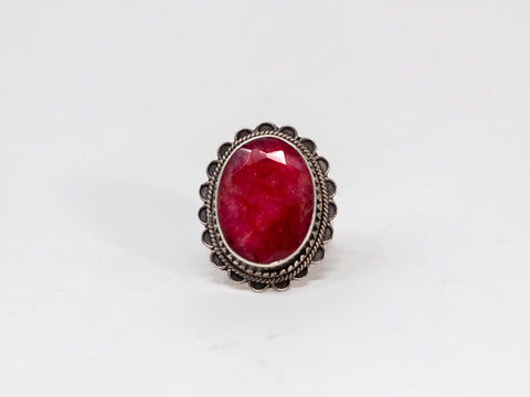 Faceted Raw Ruby Ring