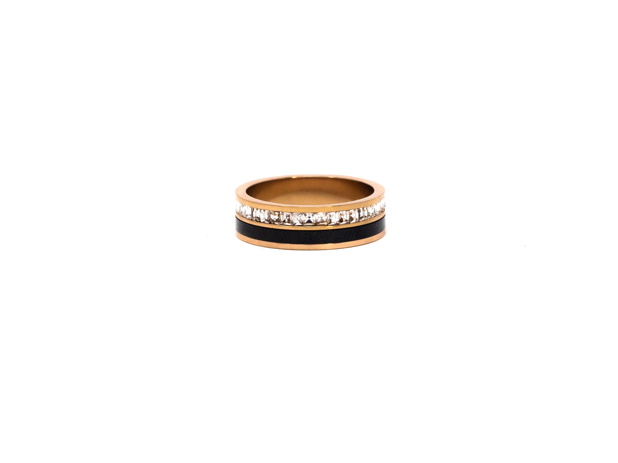 Rose Gold and Black Titanium Spinner Ring