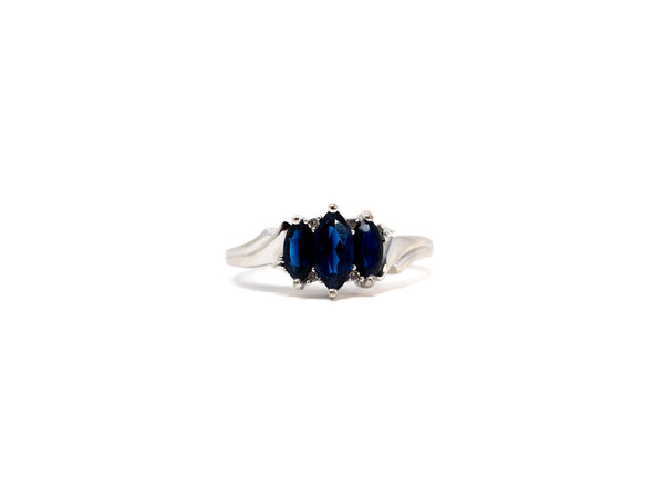Vintage Triple Sapphire and Diamond Ring