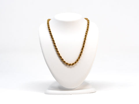 3 mm Wide Hollow Rope Chain in 14K Yellow Gold at 18"