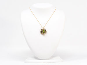 Marquise Peridot with Diamond Accented Slide Pendant in 10K Yellow Gold