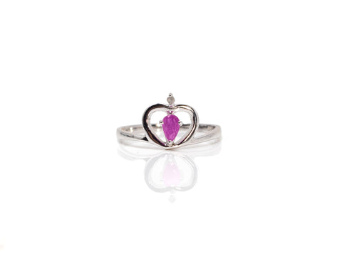 Ruby and Diamond Heart Ring
