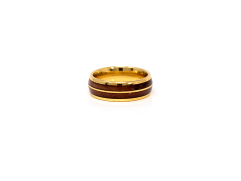 Split Koa Wood Inlay Tungsten Ring