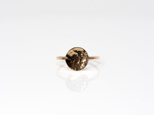 Hammered Disc Gold Ring