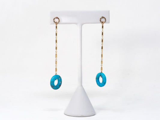 Orion Turquoise Howlite Long Earrings in 14K Gold Filled