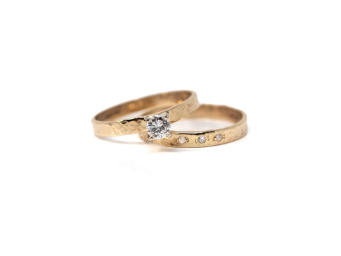 JC Multi-Diamond Handmade Stacking Ring Set in 10K Yellow Gold as Size 7