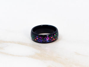 Opal and Abalone Tungsten Ring