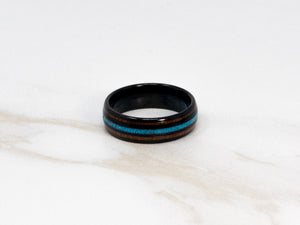 Koa Wood and Turquoise Ring